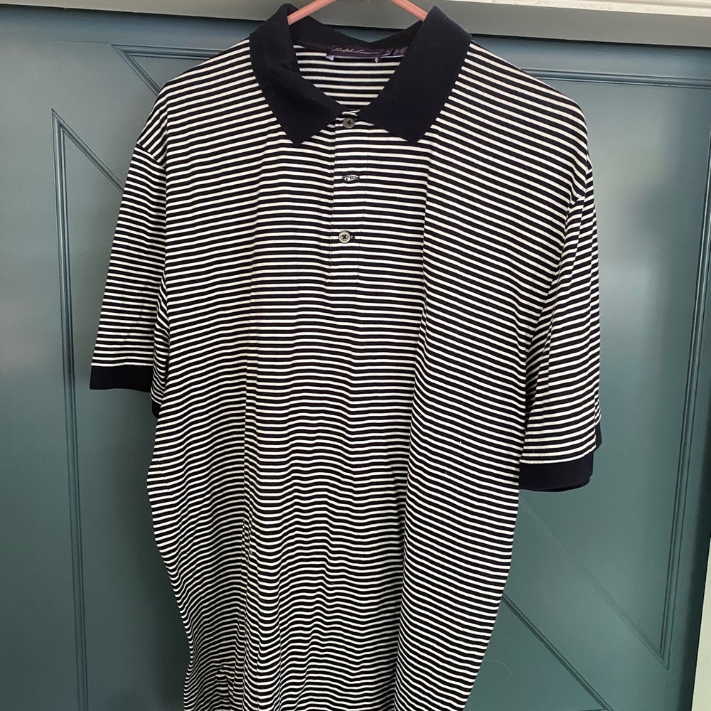 Ralph Lauren Purple Label navy and White Striped Polo Shirt in great condition.
